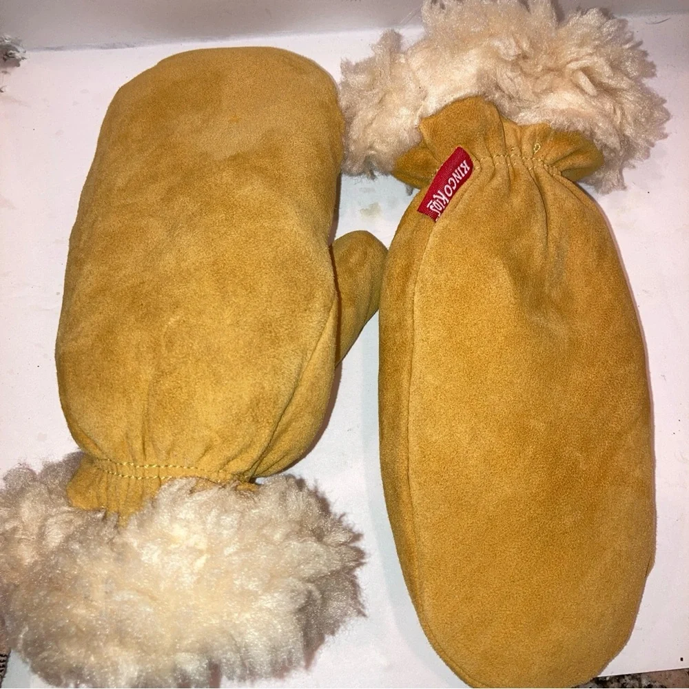 Kinko Kids DEERSKIN Suede Sheepskin Lined BRAND NEW UNISEX Mittens for Kids